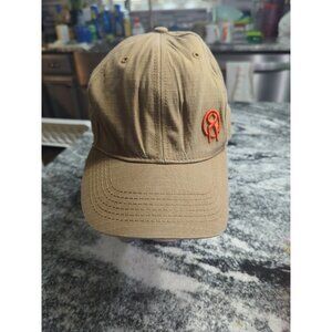 Jesse James Industrial Workwear Adjustable Hat Beige Tan Orange Logo 
